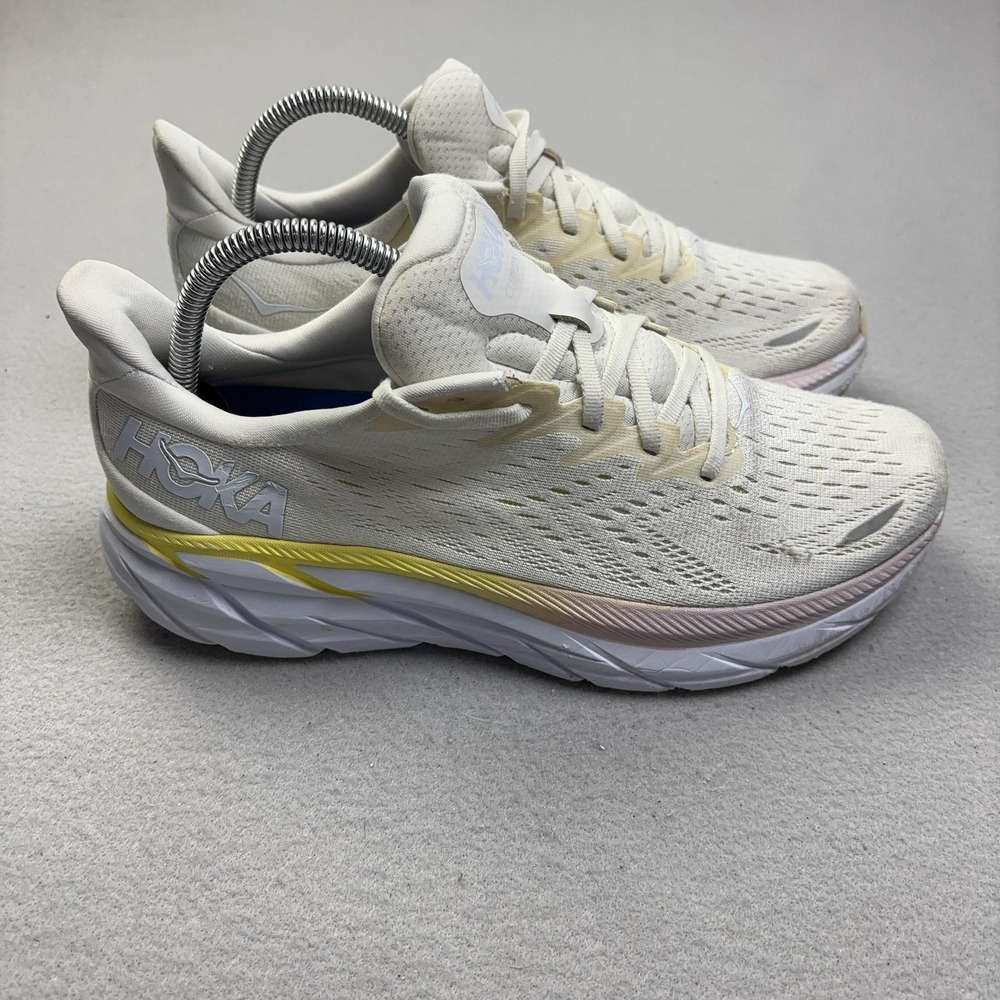 Hoka One One Clifton 8 Shoes Womens Size 8.5 White Sneakers 1119394 BDBBW